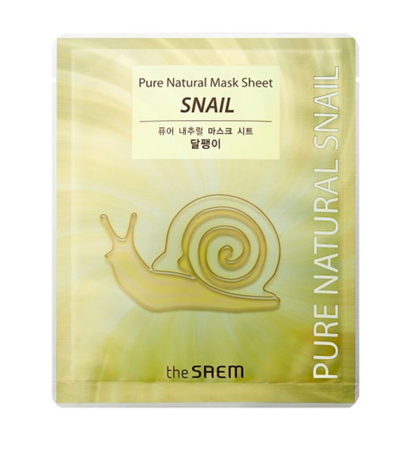 THE SAEM | Pure Natural Snail Mask Sheet -uudistava ja kosteuttava kasvonaamio