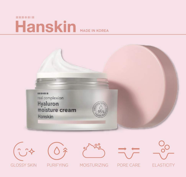 HANSKIN | Real Complexion Hyaluron Moisture Cream -tehokosteuttava ja heleyttävä kasvovoide