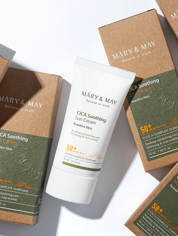 MARY&MAY | CICA Soothing Sun Cream SPF50+ PA++++ rauhoittava ja kosteuttava aurinkosuojavoide